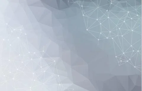 Abstract vector space gray background. Chaotically connected points and polyg Stock Illustration