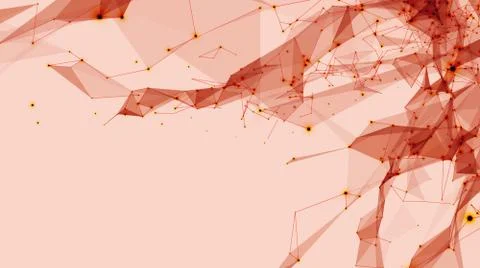 Abstract vector space light red background. Chaotically connected points and  Illustrazione stock