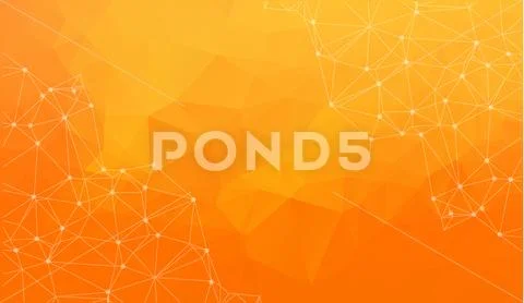 Abstract vector space Orange background. Chaotically connected points and pol Stock-Illustration