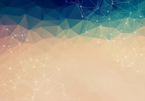 Abstract vector space pastel background. Chaotically connected points and pol Stock Illustration