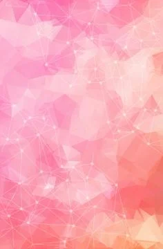 Abstract vector space Pink background. Chaotically connected points and polyg Stock Illustration