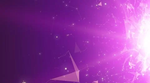 Abstract vector space violet background. Chaotically connected points and pol Illustrazione stock