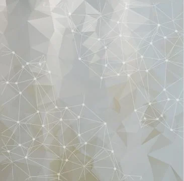 Abstract vector space White Dark background. Chaotically connected points and Illustrazione stock