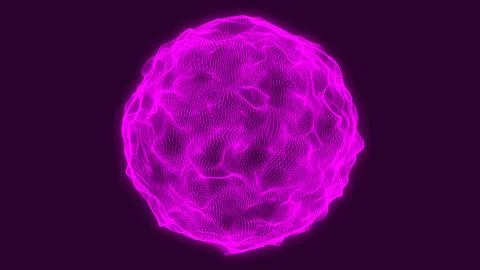 Abstract vector sphere. Dark purple glowing dots sphere background. Geometr.. Illustrazione stock