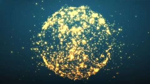 Abstract vector sphere explosion. Explosion of sphere with glowing particles. Illustrazione stock