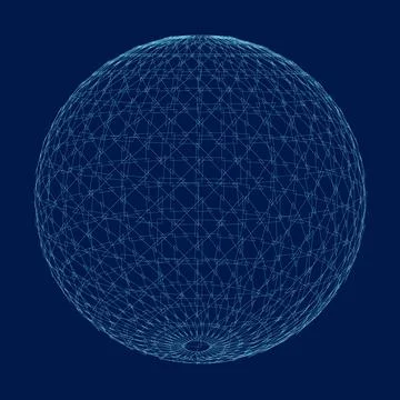 Abstract vector sphere. Futuristic technology wireframe mesh polygonal element. Illustrazione stock