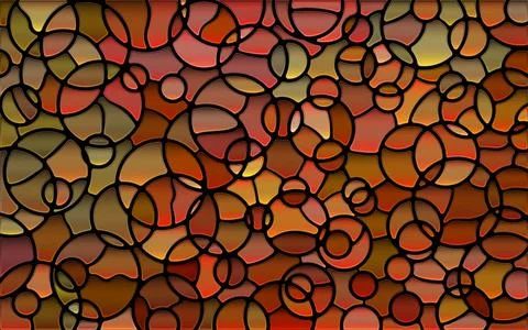 Abstract vector stained-glass mosaic background - orange and brown circles Stock Illustration