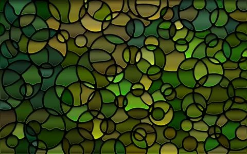 Abstract vector stained-glass mosaic background - green and brown circles Stock Illustration