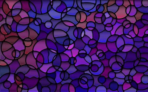 Abstract vector stained-glass mosaic background - purple and violet circles Stock Illustration