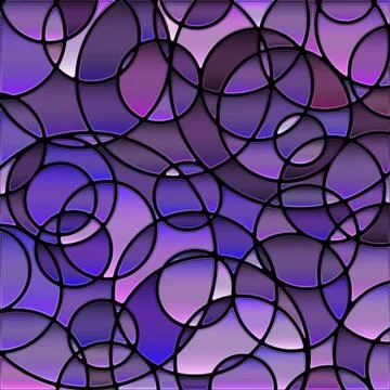 Abstract vector stained-glass mosaic background - purple and violet circles イラスト素材