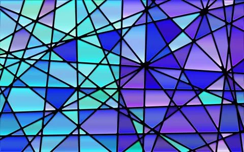 Abstract vector stained-glass mosaic background - blue and violet Stock Illustration