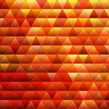 Abstract vector stained-glass triangle mosaic background - red and orange Stock Illustration