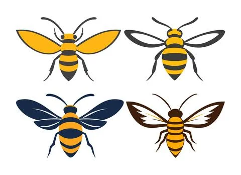 Abstract Vector stylized bees Icon or Logo Design Template Stock Illustration