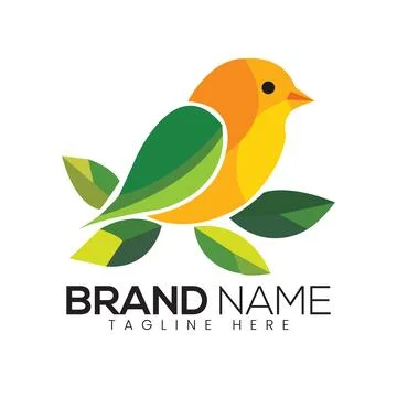Abstract Vector Stylized Bird and Leaf Icon or Logo Design Template Stock Illustration