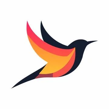Abstract Vector Stylized bird in flight with layered color gradient Icon or.. Stock Illustration