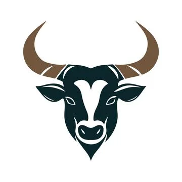 Abstract Vector Stylized Bull Head Icon or Logo Design Template Stock Illustration