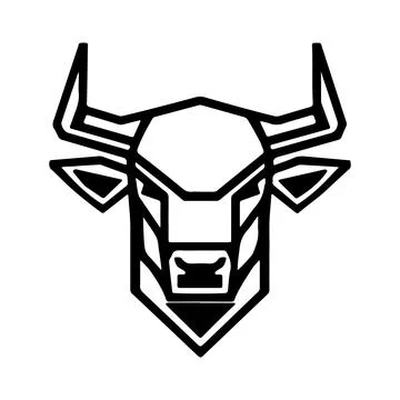 Abstract Vector stylized bull head Icon or Logo Design Template Stock Illustration