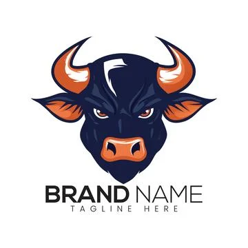 Abstract Vector Stylized Bull Head Icon or Logo Design Template Stock Illustration