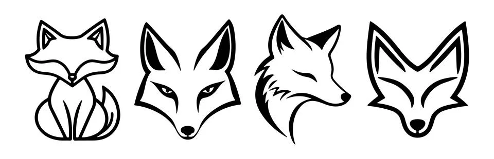 Abstract Vector stylized fox heads Icon or Logo Design Template Stock Illustration