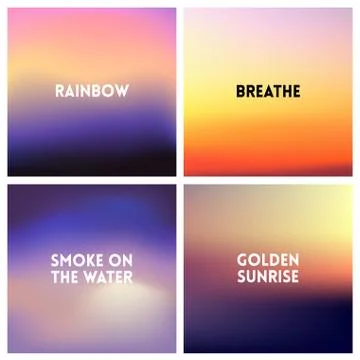 Abstract vector sunset blurred background set. Square blurred background - sky Stock Illustration