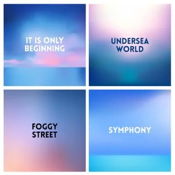 Abstract vector sunset blurred background set. Square blurred background - sky Stock Illustration