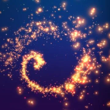 Abstract vector swirl of glowing particles. Futuristic technology style. Eleg Stock Illustration