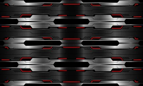 Abstract vector technology futuristic metallic cyber red light power black Stock Illustration