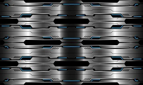 Abstract vector technology futuristic metallic cyber blue light power black Stock Illustration