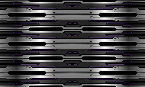 Abstract vector technology futuristic metallic cyber purple light power black Stock Illustration