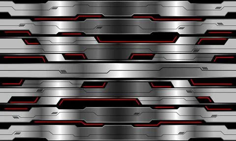 Abstract vector technology futuristic silver cyber red line power black Stock Illustration