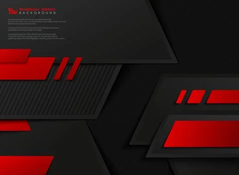Abstract vector technology gradient red black geometric template background. イラスト素材