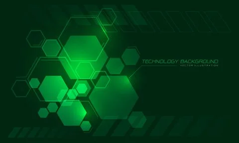 Abstract vector technology green hexagon geometric futuristic design modern Stock Illustration