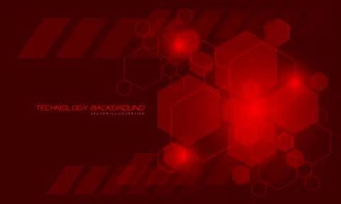 Abstract vector technology red hexagon geometric futuristic design modern Stock Illustration