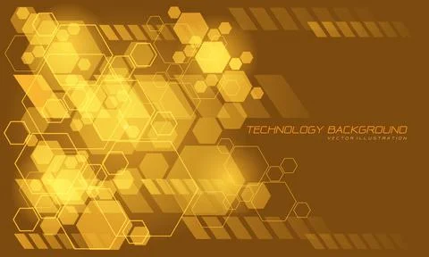 Abstract vector technology yellow hexagon geometric futuristic design modern Stock Illustration
