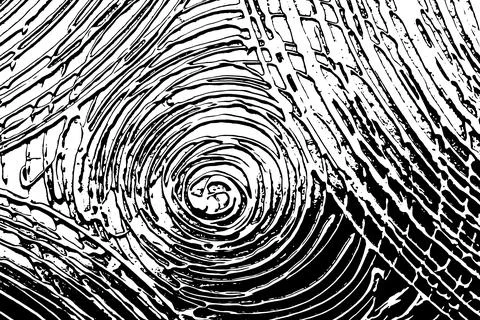 Abstract vector texture with round waves, black and white grunge textured eff Illustrazione stock