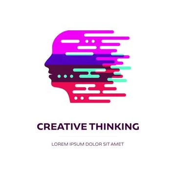 Abstract vector thinking concept with female head Illustrazione stock