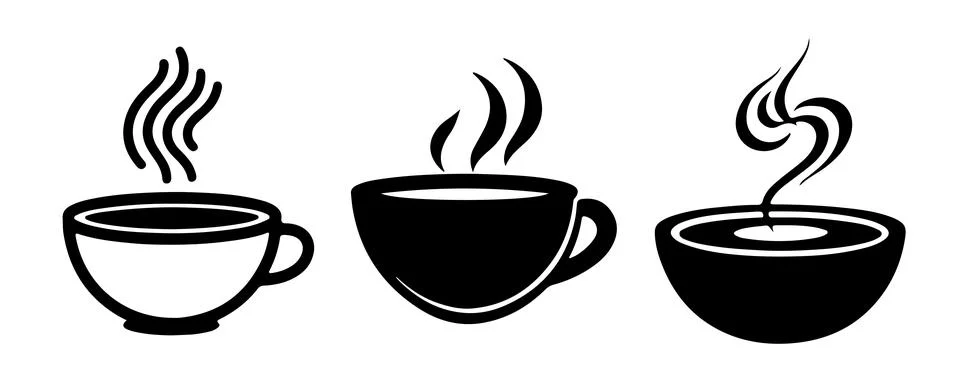 Abstract Vector Three cups of hot beverage Icon or Logo Design Template Stock Illustration