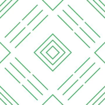 Abstract vector tile for seamless pattern. Geometric monoline green ornament Stock Illustration