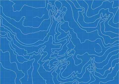 Abstract vector topographic map in blue colors Stock Illustration