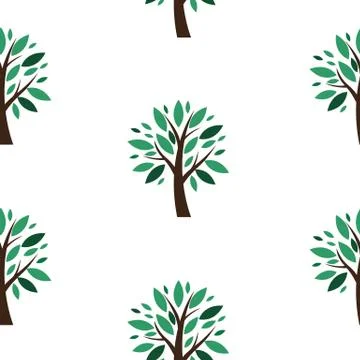 Abstract Vector Tree Seamless Pattern Background Illustration Illustrazione stock