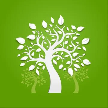 Abstract vector trees on green background Stock Illustration