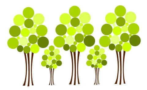 Abstract vector trees over white Stock Illustration