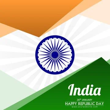Abstract vector tricolor of Indian flag. Republic day of India. Independenc.. Stock Illustration