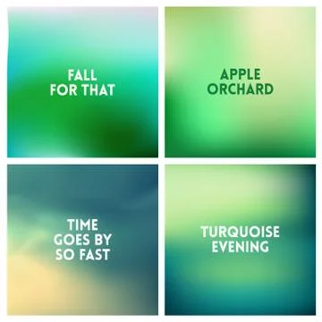 Abstract vector turquoise green blurred background set 4 colors set. Square Stock-Illustration
