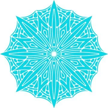 Abstract vector turquoise round lace design in mono line style - mandala, eth 스톡 일러스트