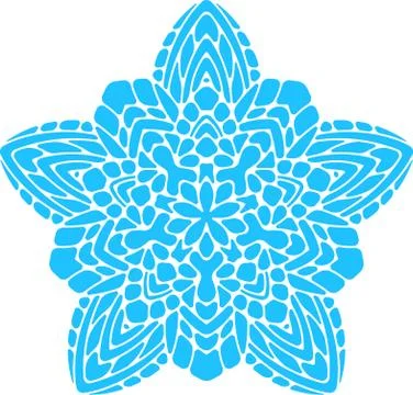 Abstract vector turquoise round lace design in mono line style - mandala, eth Stock Illustration