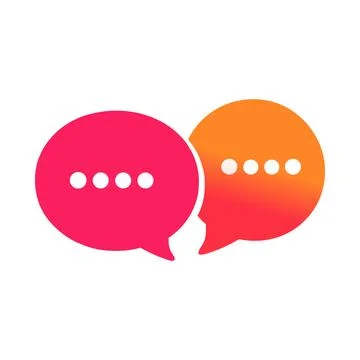 Abstract Vector two overlapping speech bubbles or chat bubbles Icon or Logo.. Stock Illustration