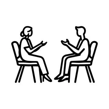 Abstract Vector two people talking or two people in conversation Icon or Lo.. Stock Illustration