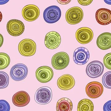 Abstract vector vintage colored circles seamless pattern 스톡 일러스트