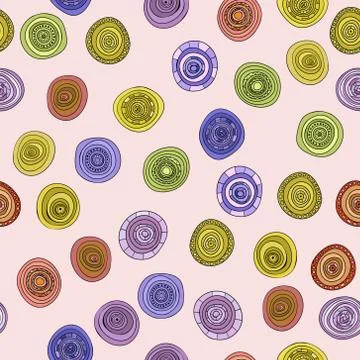 Abstract vector vintage colored circles seamless pattern Stock Illustration